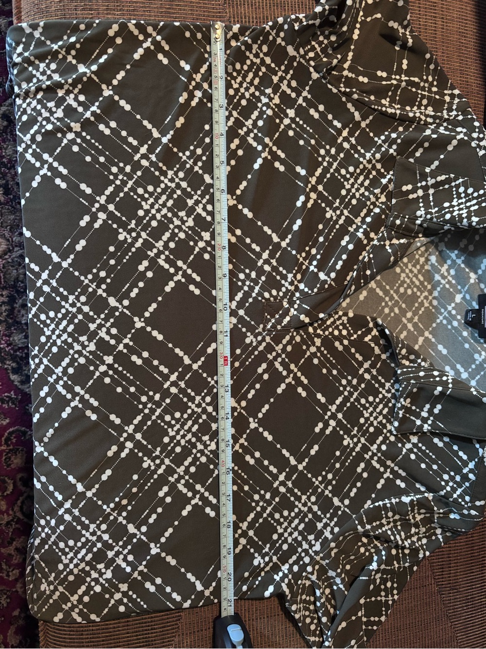 Jones New York Olive & White Plaid Pullover Blouse - Picture 5 of 5
